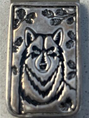 Wolf Relief Rectangle Silver Money Clip